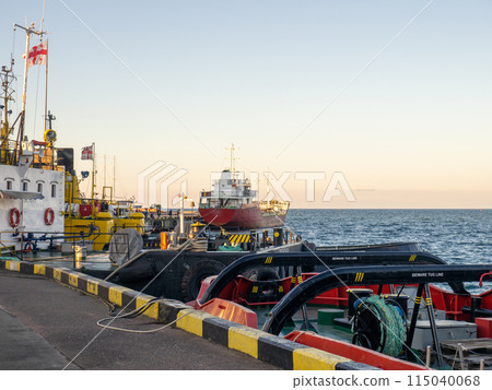 Bollard for mooring. Place for fixing the ship. Mooring. Iron posts. At the seaport. 115040068