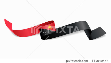 Papua New Guinea flag wavy abstract background. Vector illustration. Papua New Guinea flag wavy abstract background. Vector illustration. 115040446