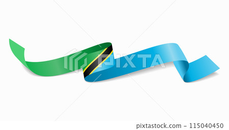 Tanzanian flag wavy abstract background. Vector illustration. Tanzanian flag wavy abstract background. Vector illustration. 115040450