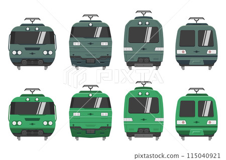 public transport train front view icons cartoon style vector flat illustration 115040921