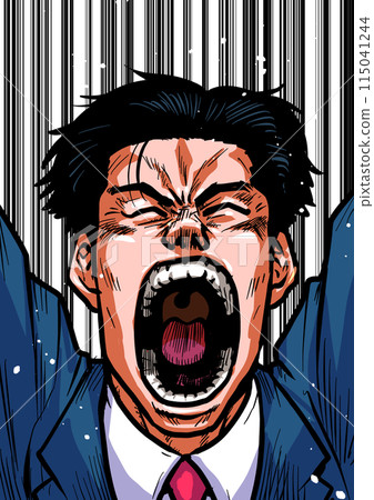 Illustration of a businessman cheering enthusiastically Illustration of a businessman cheering enthusiastically 115041244