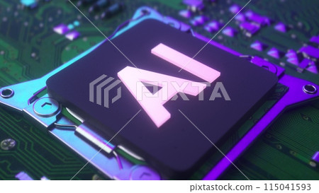 CPU Processor starting Artificial Intelligence digitalization of data information processing. Central Computer Processors CPU concept. 3d illustration 115041593