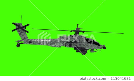Military helicopter flying animation. Side view. Green screen. 3d illustration Military helicopter flying animation. Side view. Green screen. 3d illustration 115041681