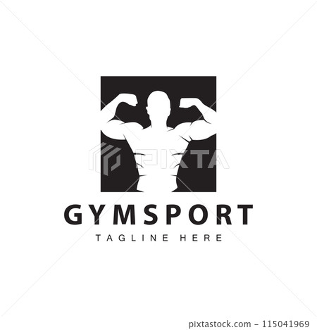 Gym Logo, Fitness Health Vector, Muscle Workout Silhouette Design, Fitness Club Gym Logo, Fitness Health Vector, Muscle Workout Silhouette Design, Fitness Club 115041969