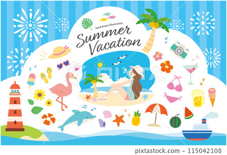 夏天，海可愛的手繪插畫集 115042108