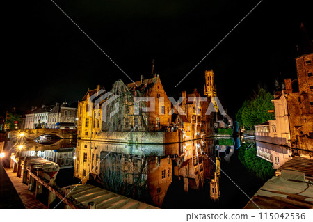 Belgium Bruges Dijver Canal Illumination 115042536