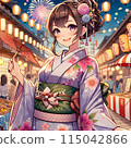 Beautiful woman in yukata heading to the summer festival 115042866