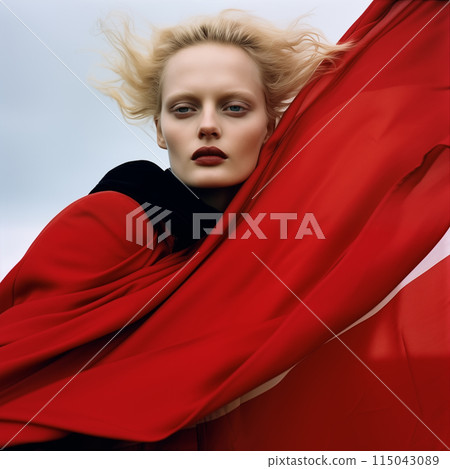 young woman in silk robe posing with american flag young woman in silk robe posing with american flag 115043089