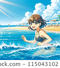 Summer woman swimming on the beach 115043102