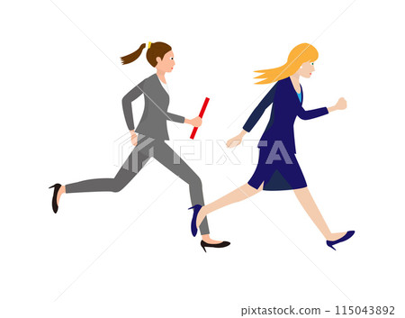 Businessmen running and passing the baton. 115043892