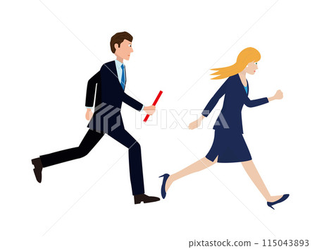 Businessmen running and passing the baton. Businessmen running and passing the baton. 115043893