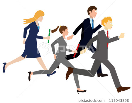 一位商人正在奔跑並傳遞接力棒。 一位商人正在奔跑並傳遞接力棒。 115043898