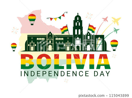 Bolivia Independence Day Vector Illustration on August 6 with Waving Flag and Ribbon in a Festive National Holiday Flat Cartoon Background Bolivia Independence Day Vector Illustration on August 6 with Waving Flag and Ribbon in a Festive National Holiday Flat Cartoon Background 115043899