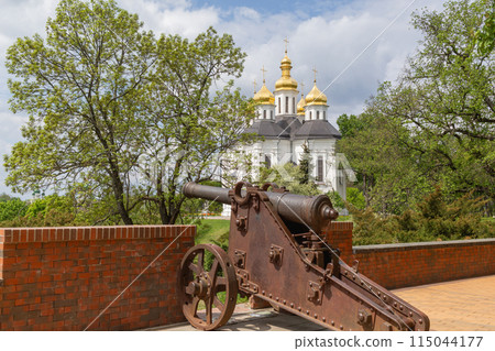 [烏克蘭] 切爾尼戈夫堡壘公園裡透過砲台看到的聖凱瑟琳大教堂 115044177