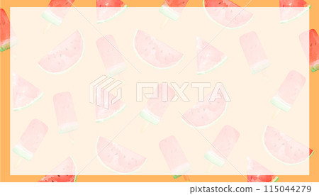 A cute pop frame of watermelon painted with watercolors 115044279