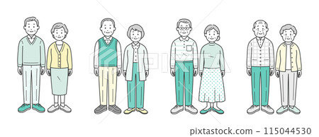 Illustration set of elderly couples in various clothes 115044530