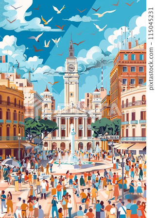 Plaza de Mayo filled with people celebrating Argentina's Revolution Day Plaza de Mayo filled with people celebrating Argentina's Revolution Day 115045231