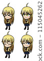Illustration set of a blonde girl wearing a sailor suit 115045262