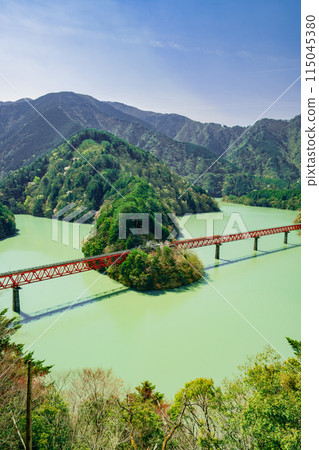 Spring scenery of Okuoikojo Station in Kawane-cho, Shizuoka Prefecture 115045380