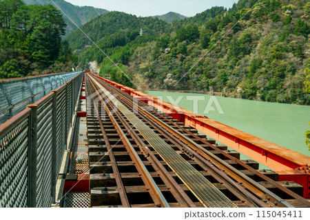靜岡縣川根本町奧大井站站的春天景色 靜岡縣川根本町奧大井站站的春天景色 115045411