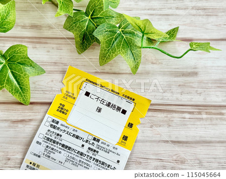 缺勤通知表_白板與常春藤背景_俯視圖 115045664