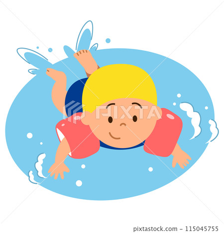 女孩與手臂助手一起游泳 女孩與手臂助手一起游泳 115045755