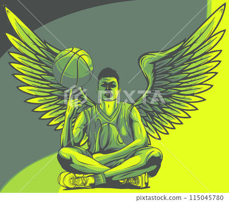 vector illustration of Basketball player with wings vector illustration of Basketball player with wings 115045780