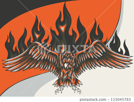 vector illustration of eagle with flames design vector illustration of eagle with flames design 115045783