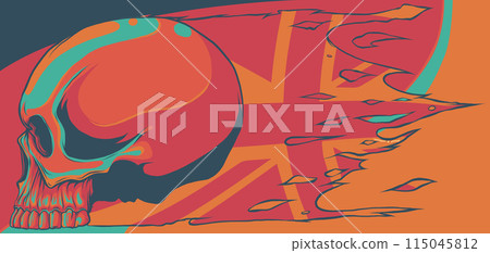 vector illustration of UK flag with skull 115045812