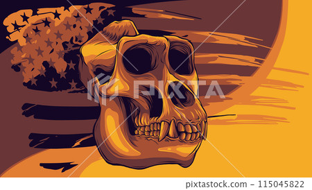 vector illustration of monkey skull with american flag vector illustration of monkey skull with american flag 115045822