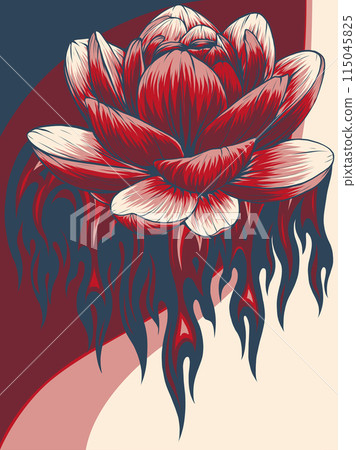 vector illustration of Water Lily with flames vector illustration of Water Lily with flames 115045825