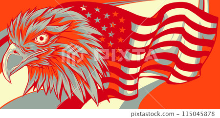 vector illustration of eagle head with american flag vector illustration of eagle head with american flag 115045878