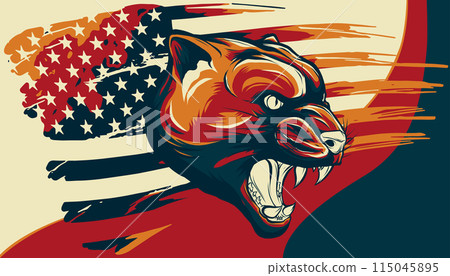 vector illustration of puma with american flag vector illustration of puma with american flag 115045895