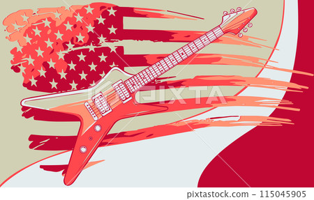 vector illustration of guitar with American Flag vector illustration of guitar with American Flag 115045905