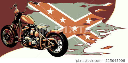 vector illustration of motorcycles with confederate rebel flag 115045906