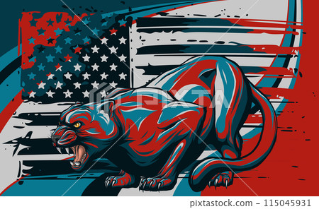 vector illustration of puma with american flag vector illustration of puma with american flag 115045931