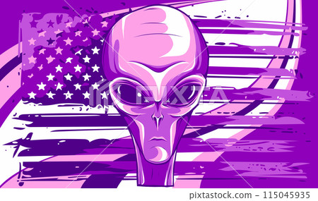 vector illustration of alien head face with american flag vector illustration of alien head face with american flag 115045935