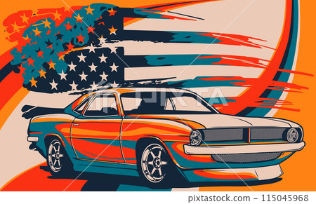 vector graphic design illustration of an American muscle car vector graphic design illustration of an American muscle car 115045968
