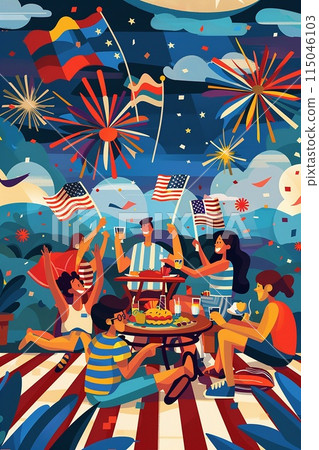 Celebrating United States Independence Day with a picnic 115046103
