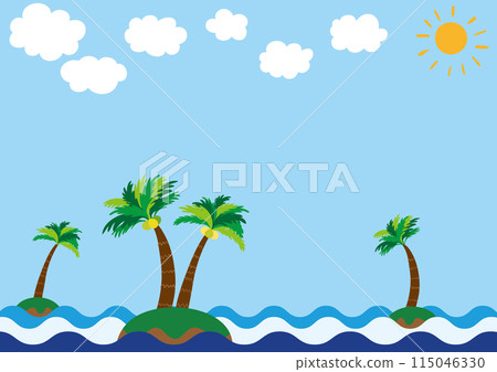 Tropical landscape palm trees, sea and sky frame 1 115046330
