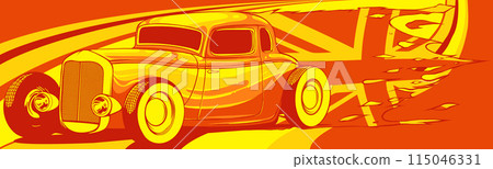 vector illustration of hot rod with united kingdom flag 115046331