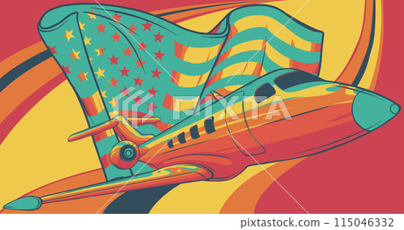 vector illustration of airplane with american flag 115046332