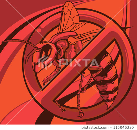 Vector illustration of No Bee or Wasp Sign on White Background 115046350