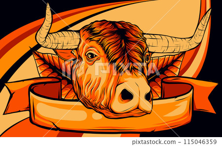 vector illustration of head bull woth leaves 115046359
