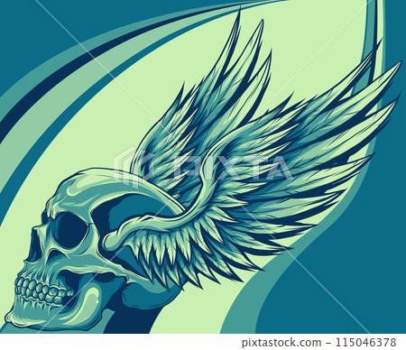 draw Skull with Wings Vector Illustration tattoo style draw Skull with Wings Vector Illustration tattoo style 115046378