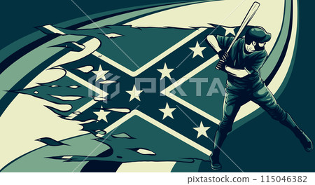 vector illustration of Baseball player with northerner flag vector illustration of Baseball player with northerner flag 115046382