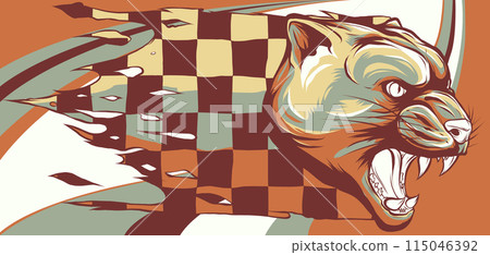 vector illustration of puma head with race flag vector illustration of puma head with race flag 115046392