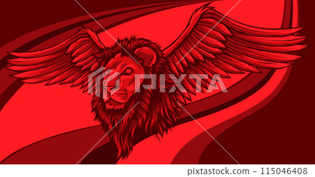 vector illustration of lion head winged on white background 115046408