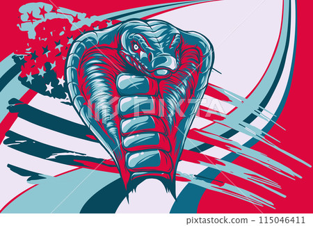 Cobra snake mascot with american flag on white background 115046411