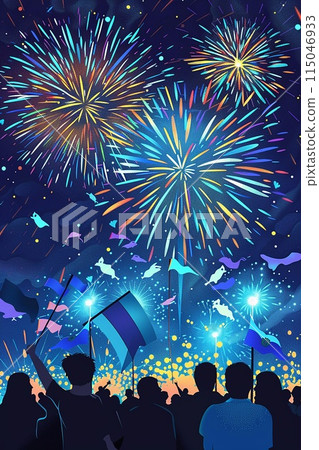 Argentina Independence Day parade featuring dancers in traditional attire 115046933